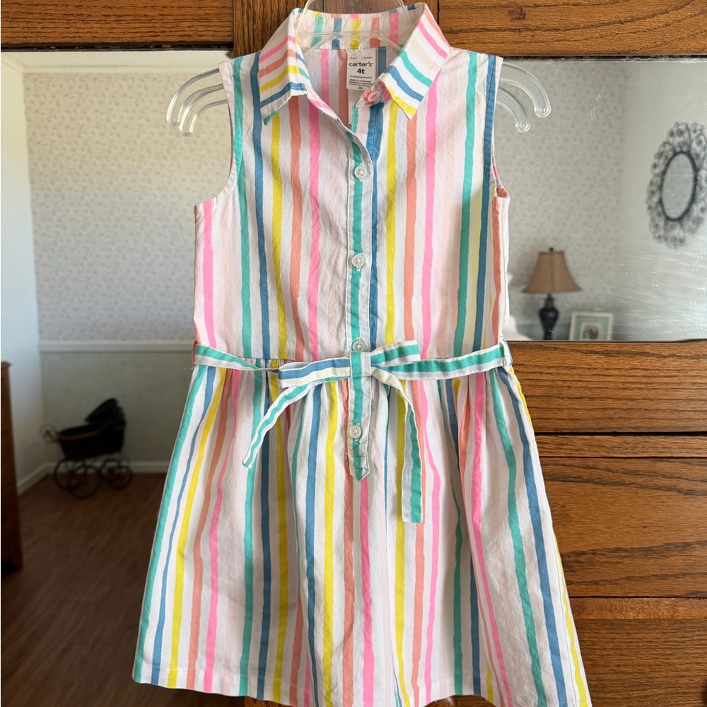 Carter's Sleeveless 4T Colorful Dress With Belt